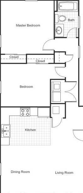 2 Bedroom 2 Bath 2D Floorplan 2 Bedroom 2 Bath 2D Floorplan-Faubourg Lafitte, New Orleans